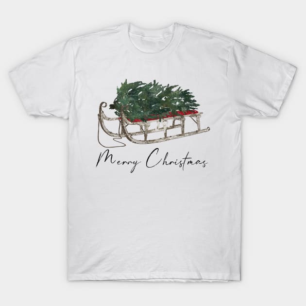 Vintage Sleigh Christmas Tree T-Shirt by gogo-jr
